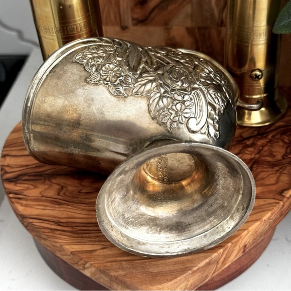 Vintage E.P. ZINC silver plated Allou Sugar Scuttle with Gold Wash. - Picture 5 of 7